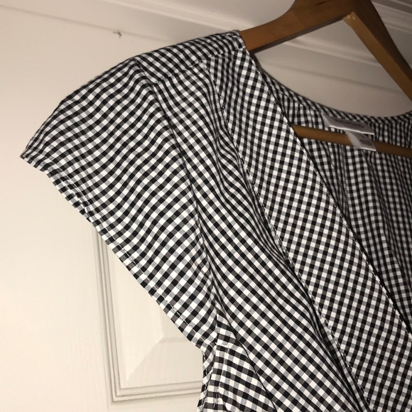 Motherhood Maternity Blk Wht Check Tie Back Blouse - Picture 6 of 6